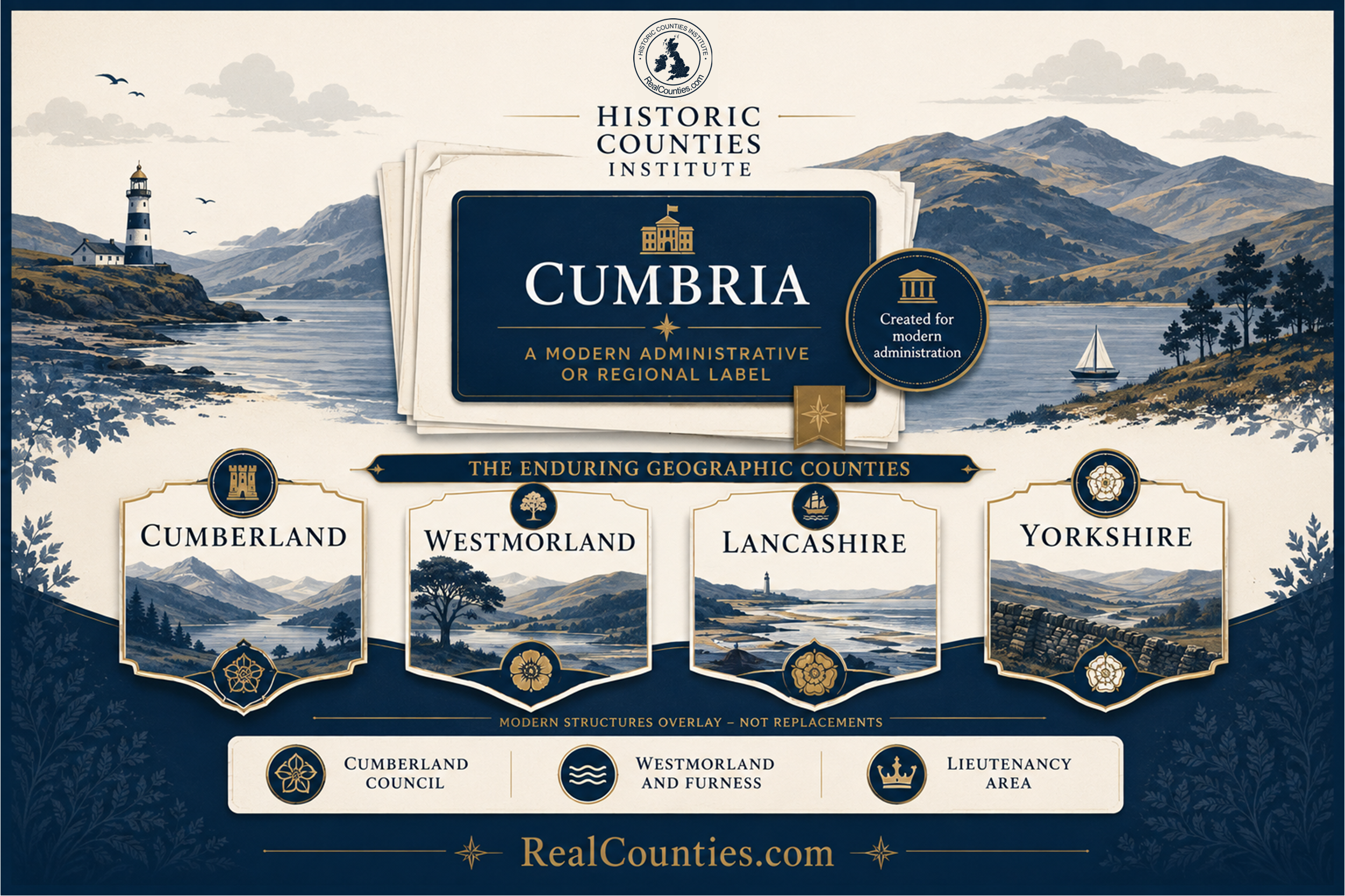 Cumbria, Cumberland, Westmorland, Lancashire and Yorkshire explained