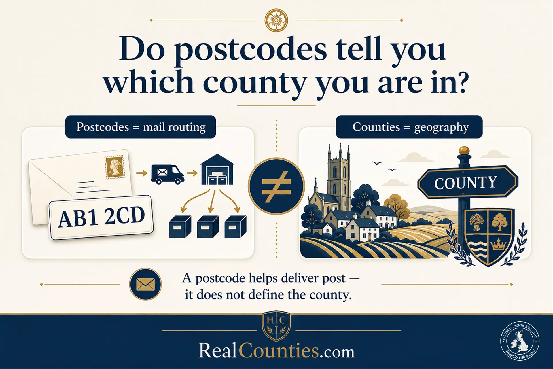 Do postcodes tell you which county you are in?